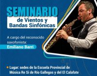 El reconocido saxofonista Emiliano Barri realizará un Seminario de Vientos y Banda Sinfónica
